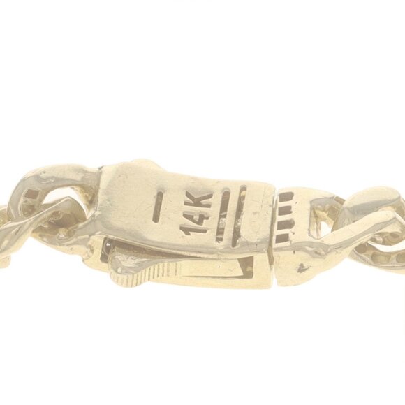 Yellow Gold Cubic Zirconias Curb Chain Men's Bracelet 7" 14k Round .25ctw - Picture 7 of 7